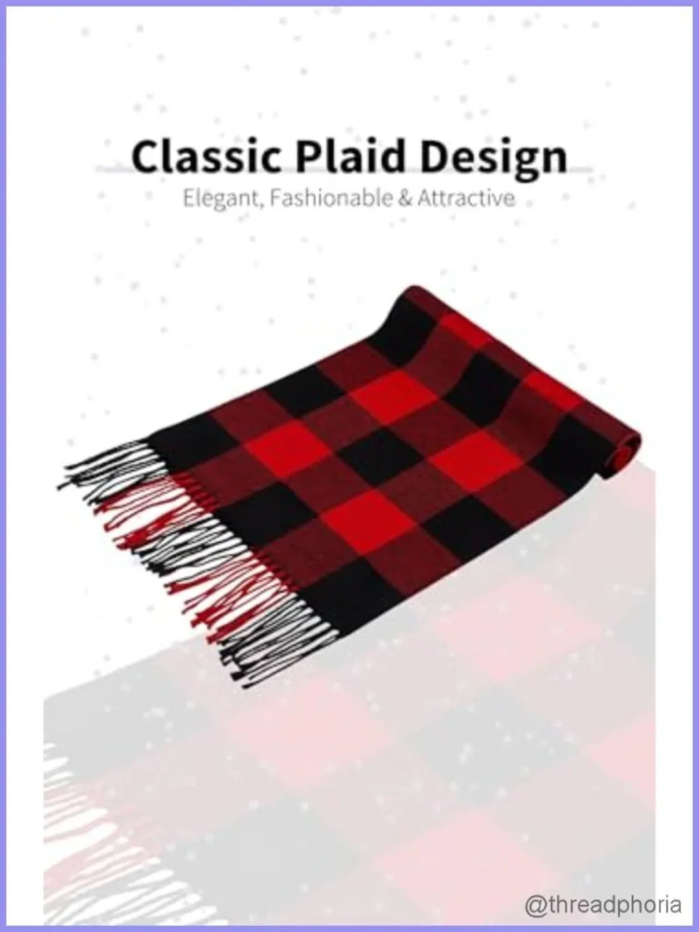 3-Piece Winter Plaid Scarf Shawl Wrap for Women Men Soft Polyester